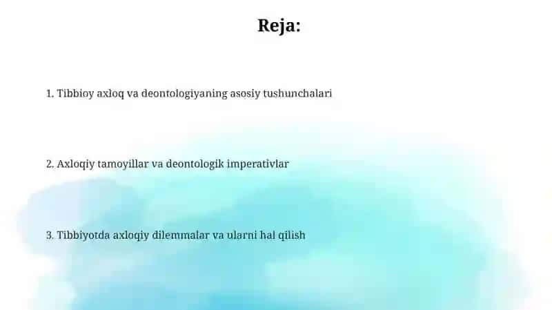 Tibbioy axloq va deontologiya asoslari 2