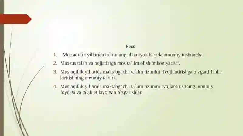 Mustaqillik yillarida maktabgacha ta`lim tizimini rivojlantirish tamoyillari va asosiy yo`nalishlari 2