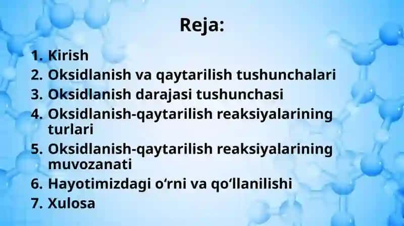Oksidlanish-qaytarilish reaksiyasi va uning xususiyatlari 2