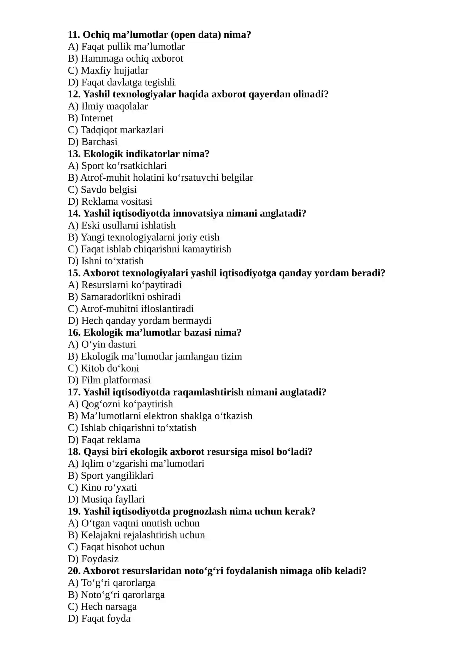Yashil iqtisodiyotning axborot resurslari 2