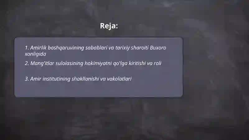 Buxoro xonligida amirlik boshqaruvining joriy etilishi 2