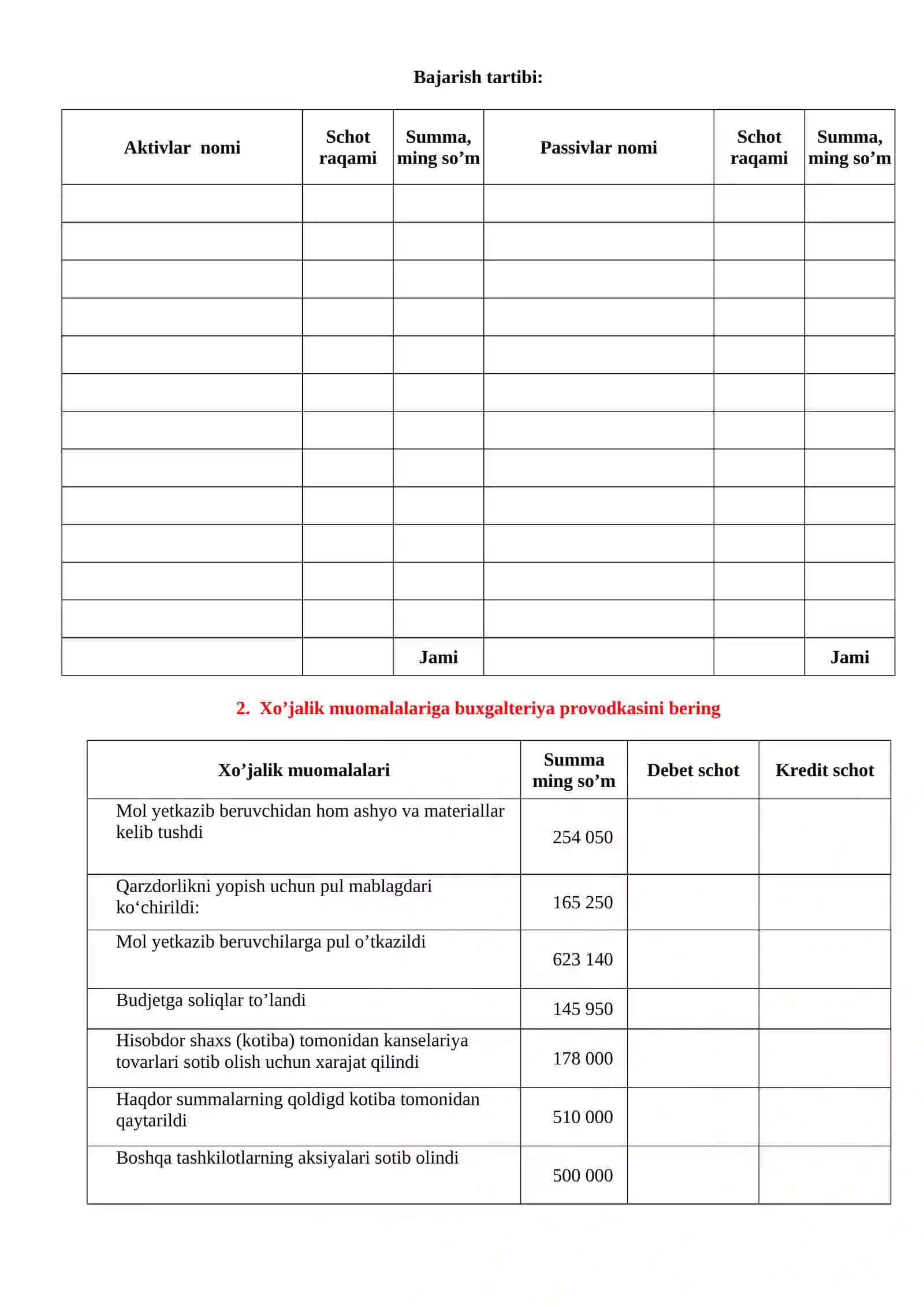 Billi Gold firmasining oy oxiriga qoldiqlari 2