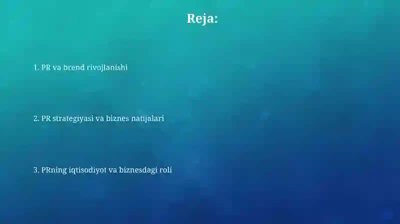 Iqtisodiyot va biznesda PRning roli 2