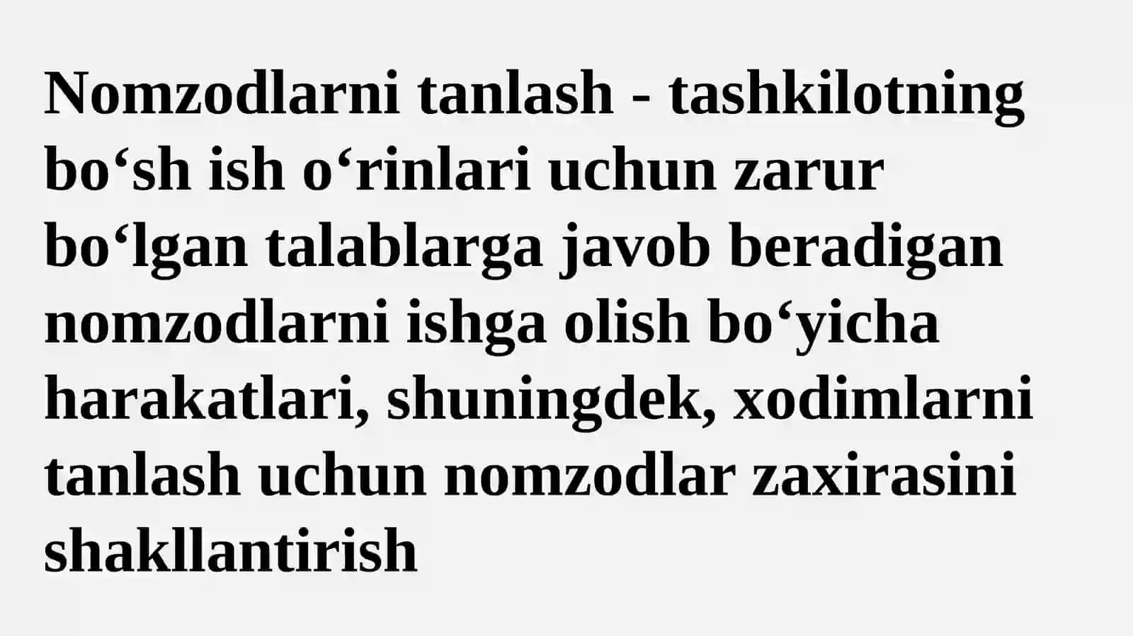 XODIMLARNI TANLASH, ISHGA QABUL QILISH VA MALAKASINI OSHIRISH 2