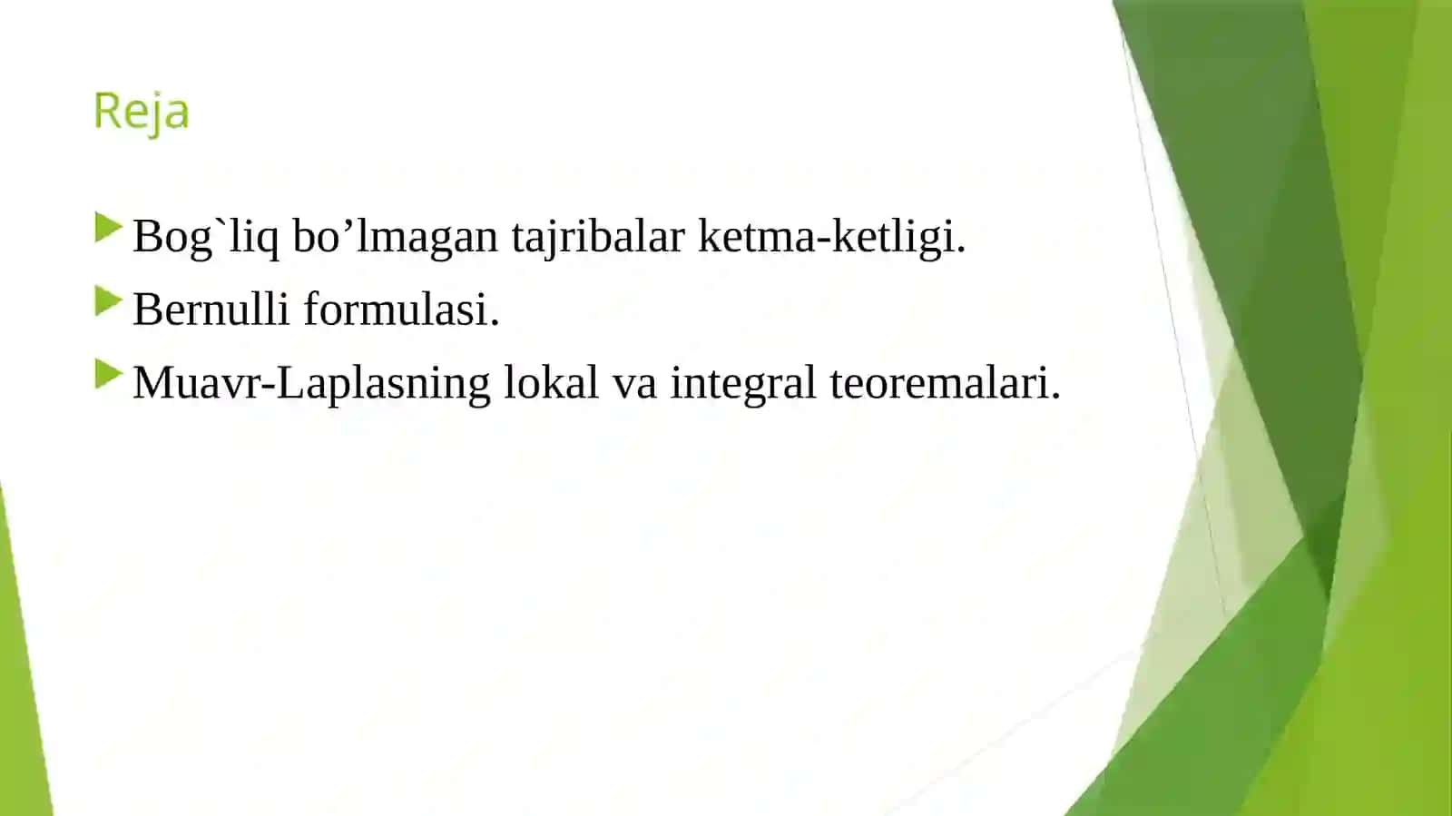 Muavr-Laplasning lokalva integralteoremalari 2