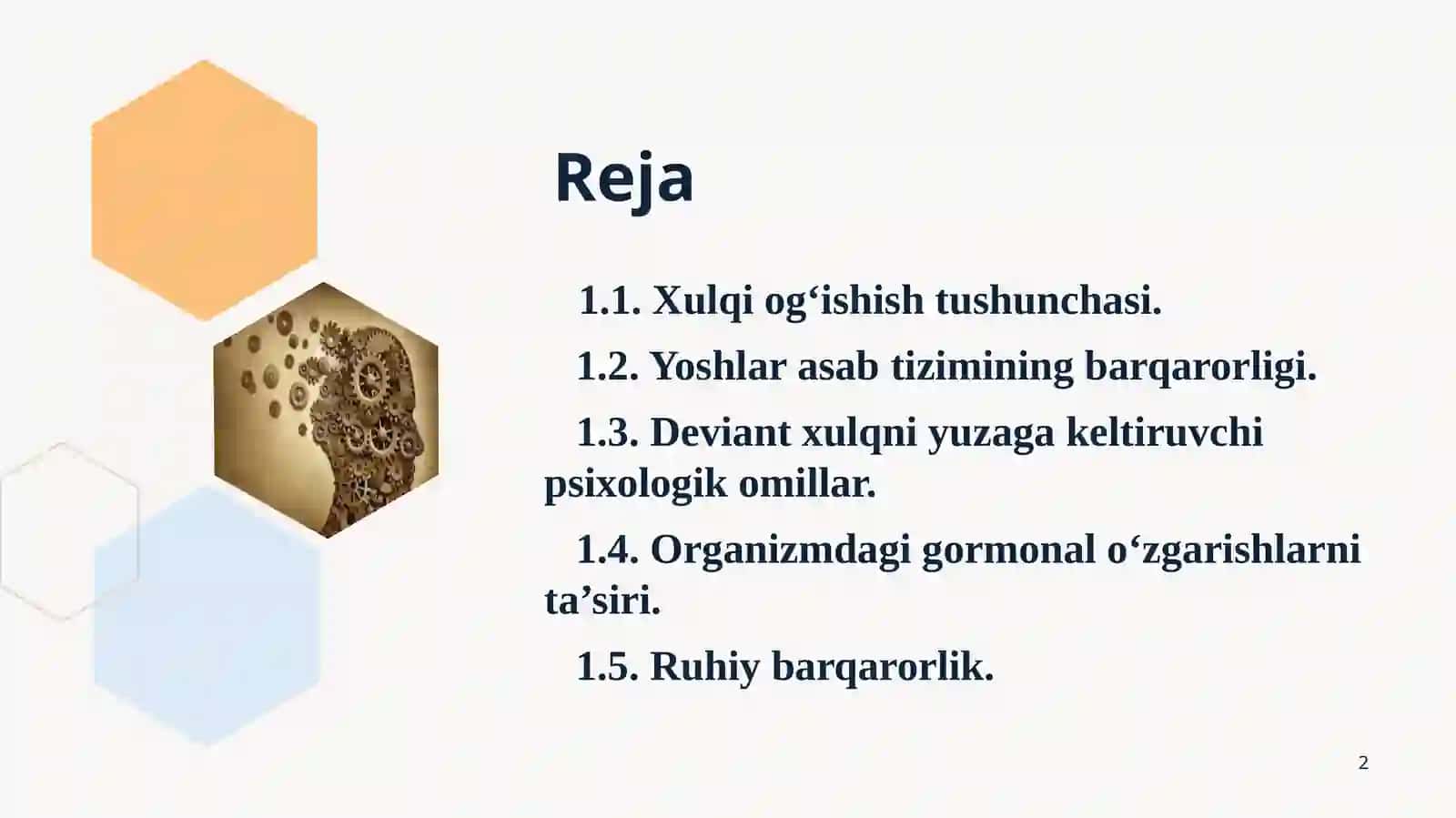 Psixologik omillar – yoshlar daxulqio‘ishishnikeltirib chiqaruvchi omillar sifatida 2