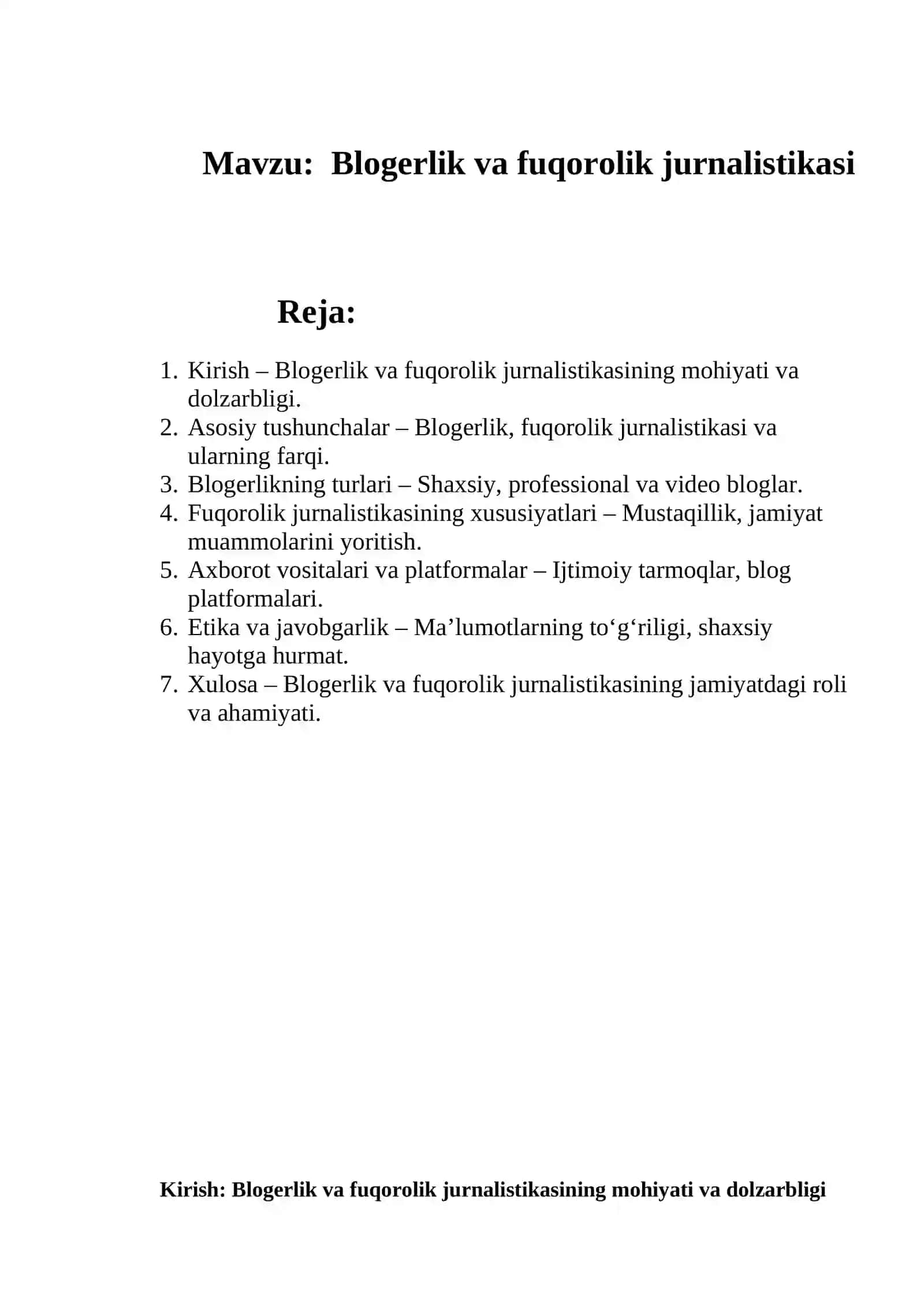 Blogerlik va fuqorolik jurnalistikasi 2