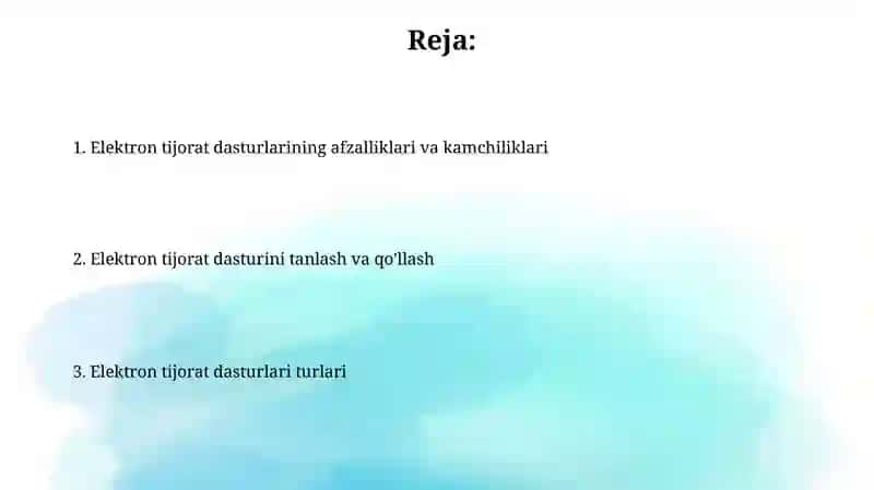 Elektron tijorat dasturlari 2