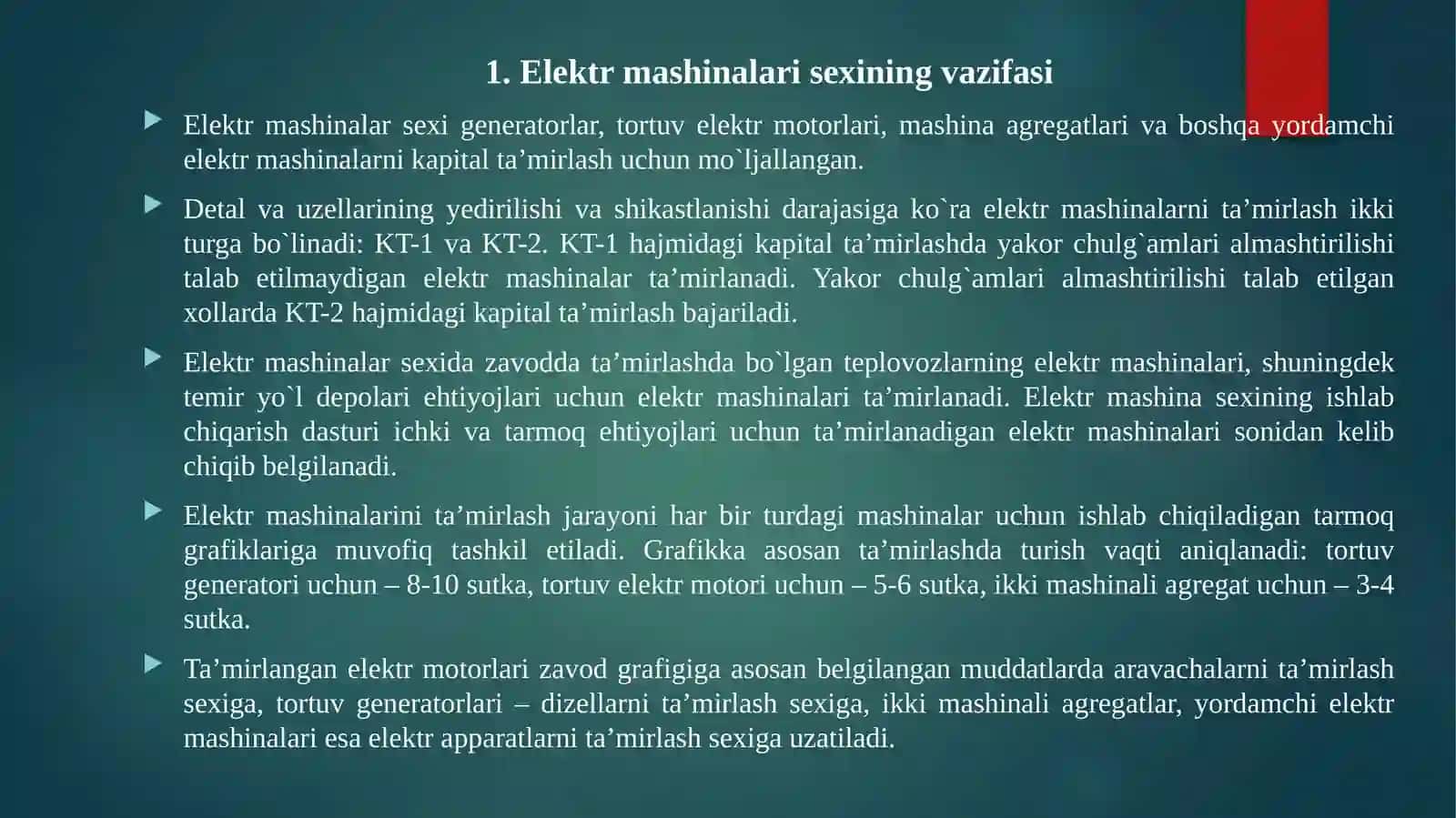 Elektr mashina sexlarida ishlab chiqarishni tashkil etish 2