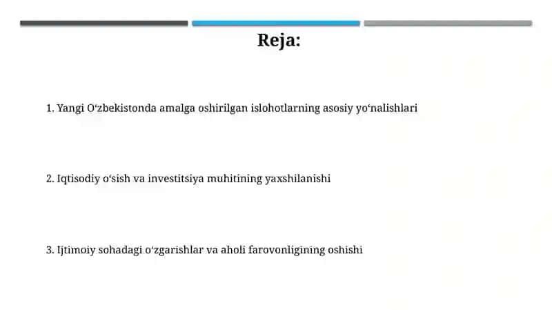 Yangi Òzbekistinda amalga oshirilgan yangi islohatlar samarasi 2