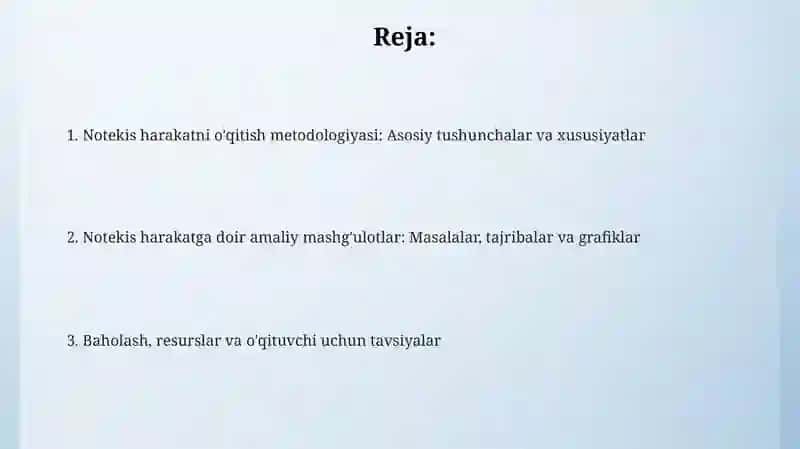 Notekis harakat mavzusini o'qitish metodikasi 2
