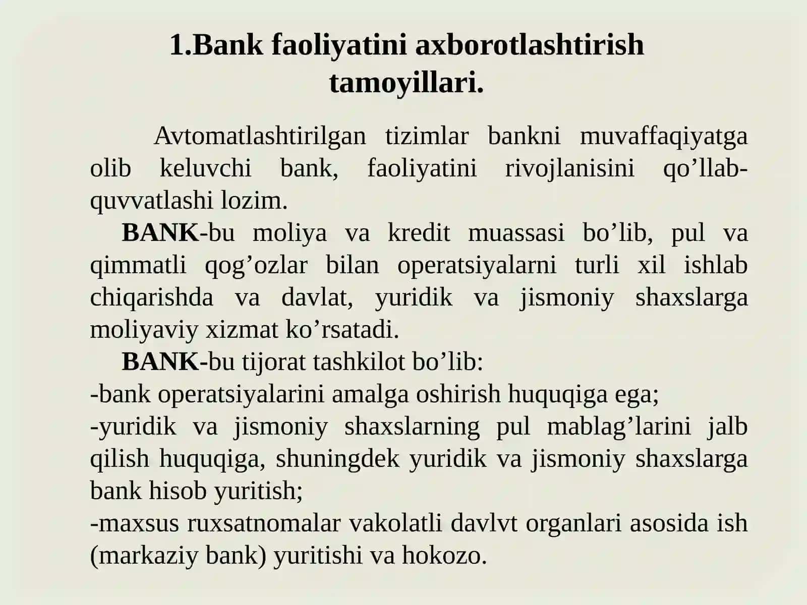 Bank faoliyatida axborot kompleksi vatexnologiyalari 2