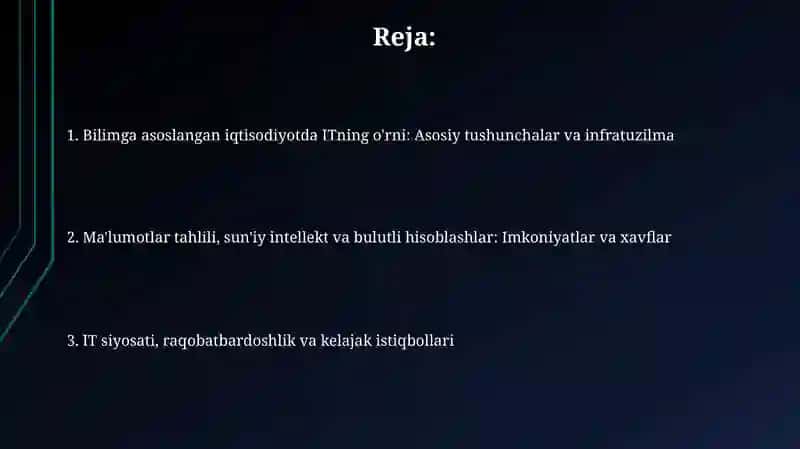 Bilimga asoslangan iqtisodiyotda ITning roʻli 2