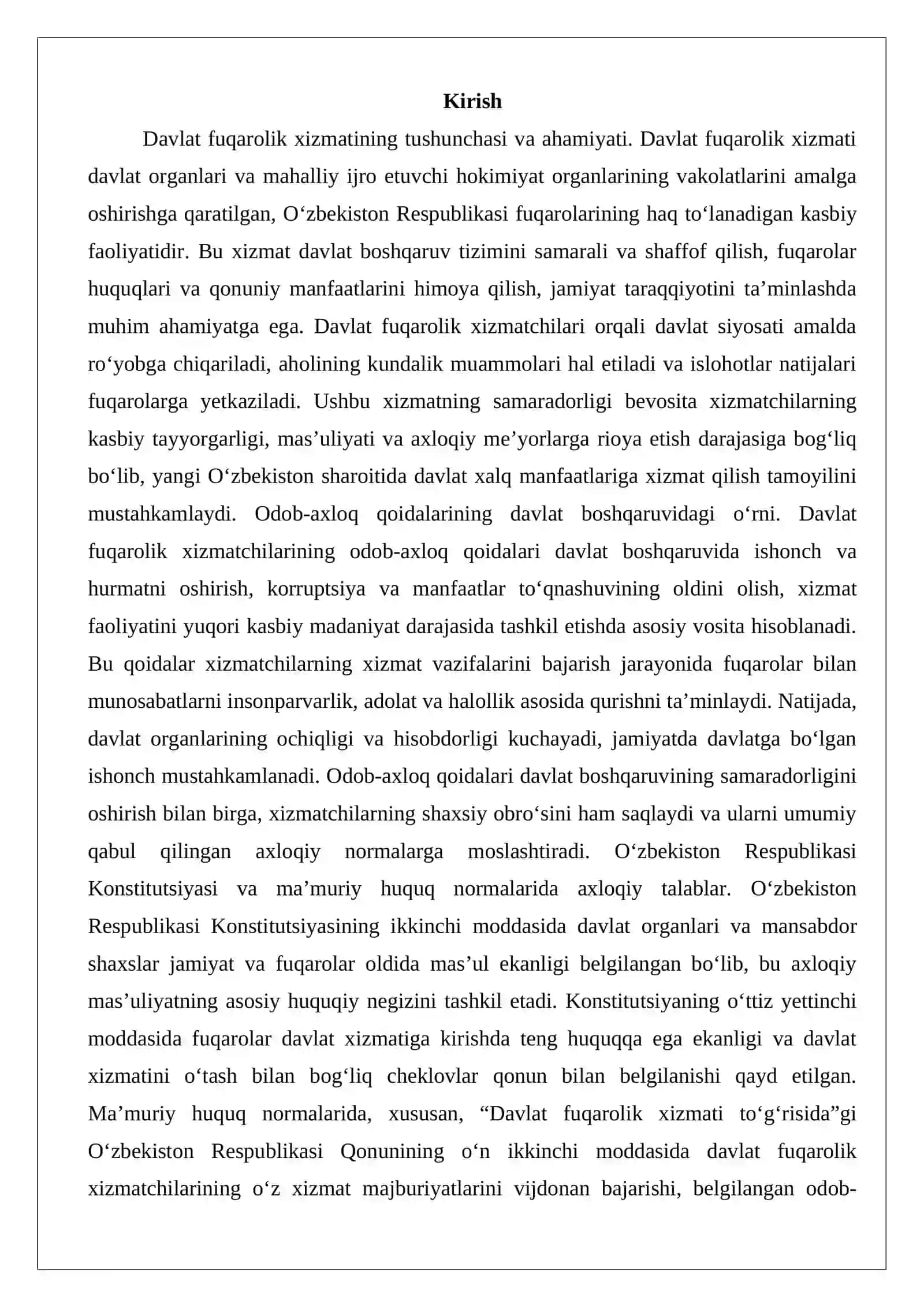 Davlat fuqarolik xizmatchilari odob-axloqining namunaviy qoidalari 2