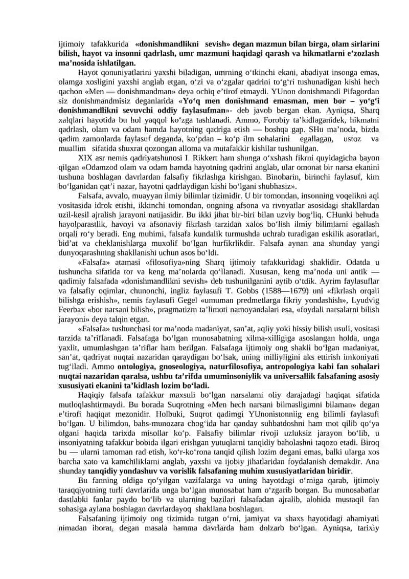 Modul. FALSAFA fanidan ma’ruza matnlari 2