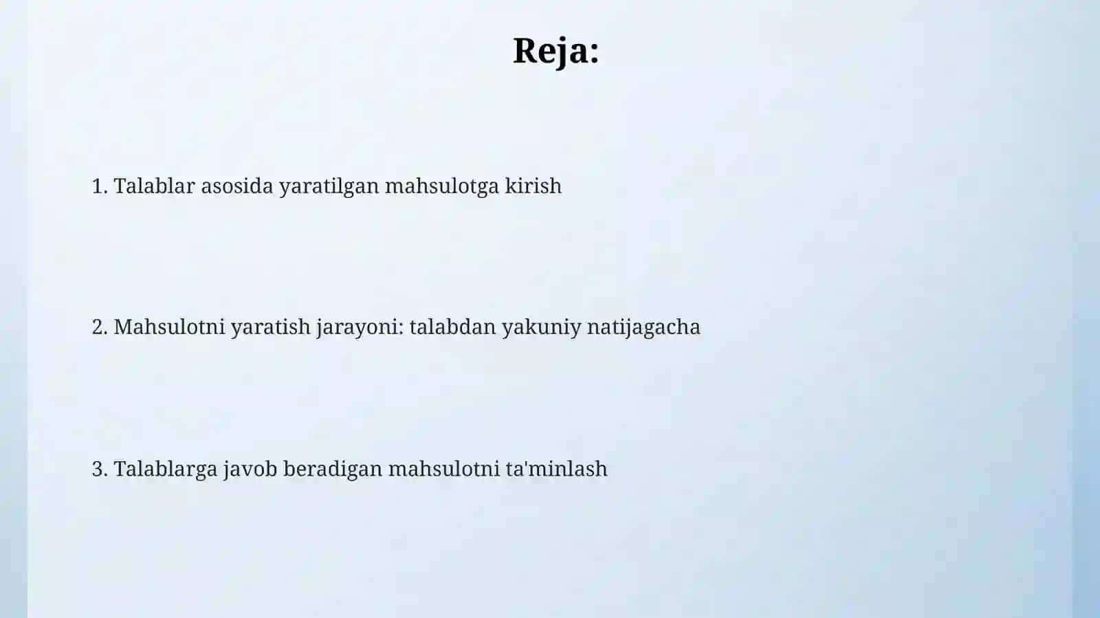 Talablar tahlili va loyihalashtirish 2