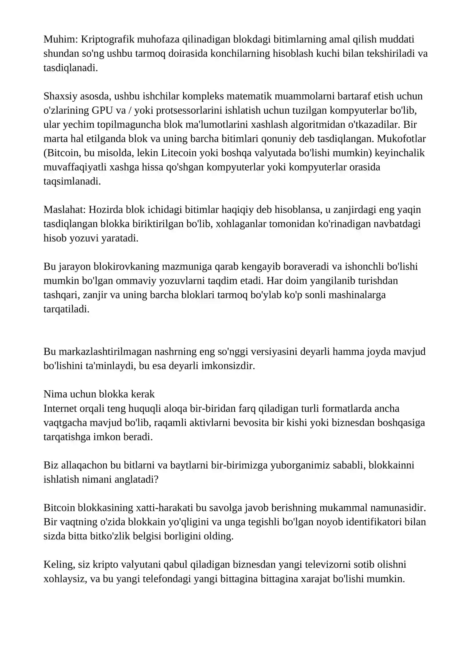 Blokcheyn texnologiyasi va undan foydalanish yo’llari 2