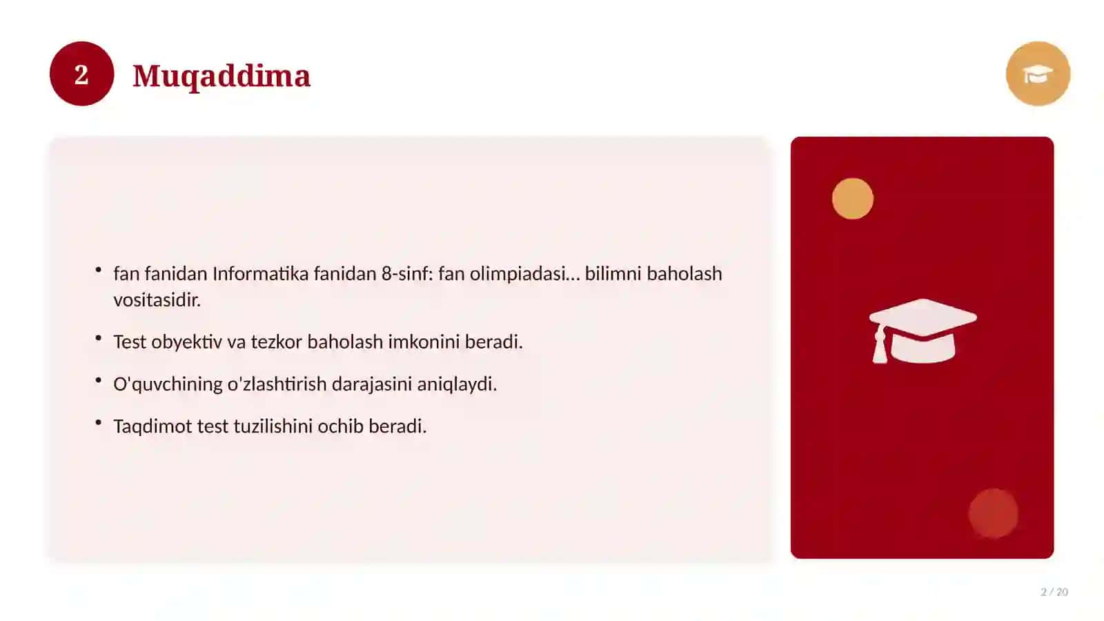 Informatika fanidan 8-sinf: fan olimpiadasi savollari 2