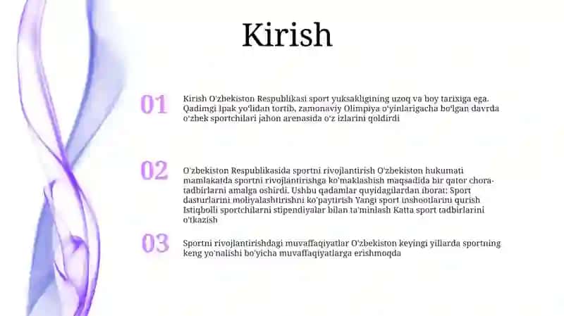 Øzbekiston Respublikasida Sporting Rivojlanishi 2