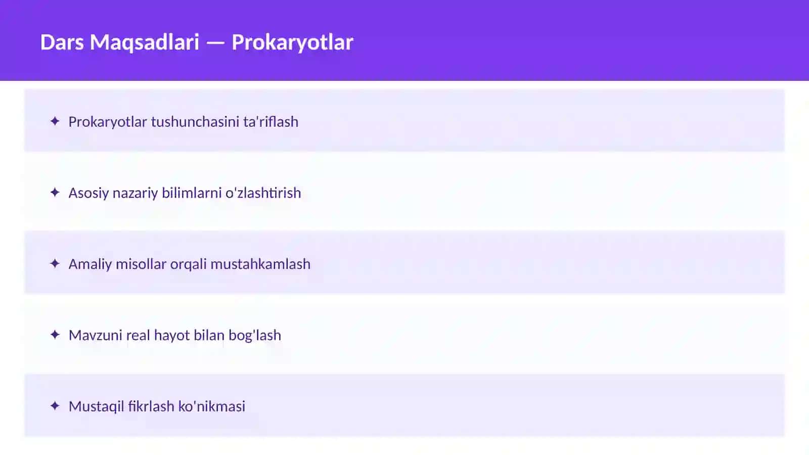 BIOLOGIYA Hujayra tuzilishi O'qituvchilar va talabalar uchun dars ishlanma 2