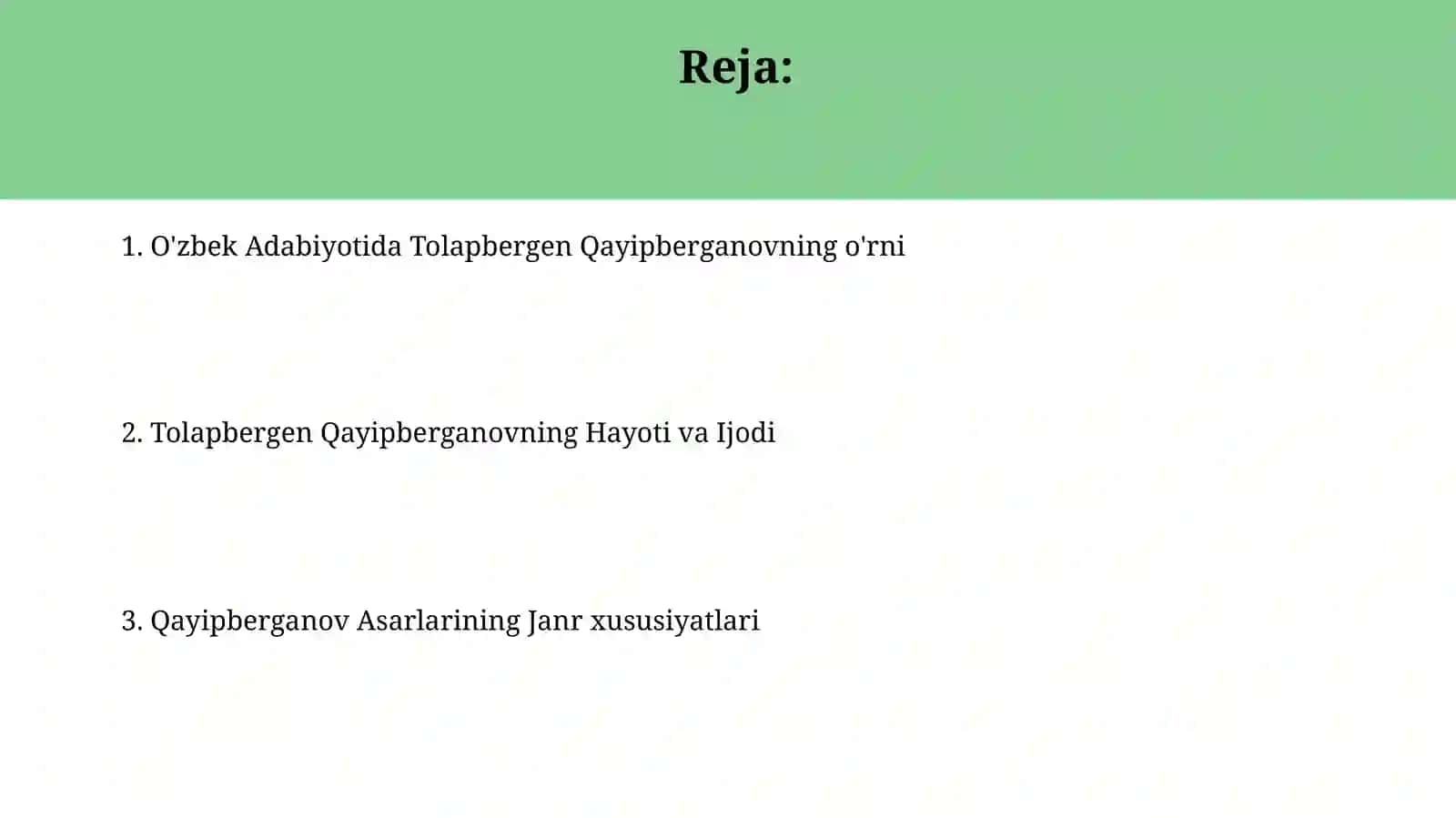 Tolapbergen Qayipberganov va ozbek adabiyoti 2