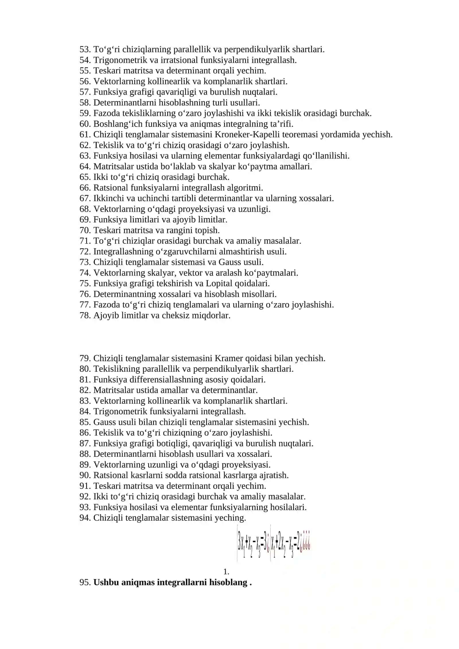 Determinantning asosiy xossalari va misollar 2
