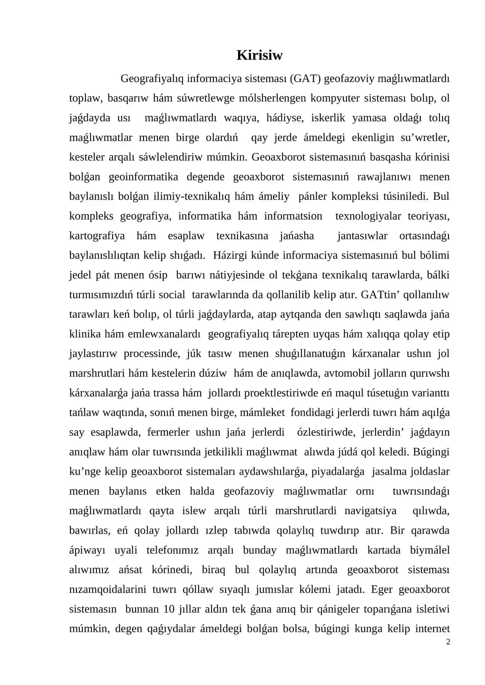 Geografiyalıq informaciya sisteması (GAT) 2