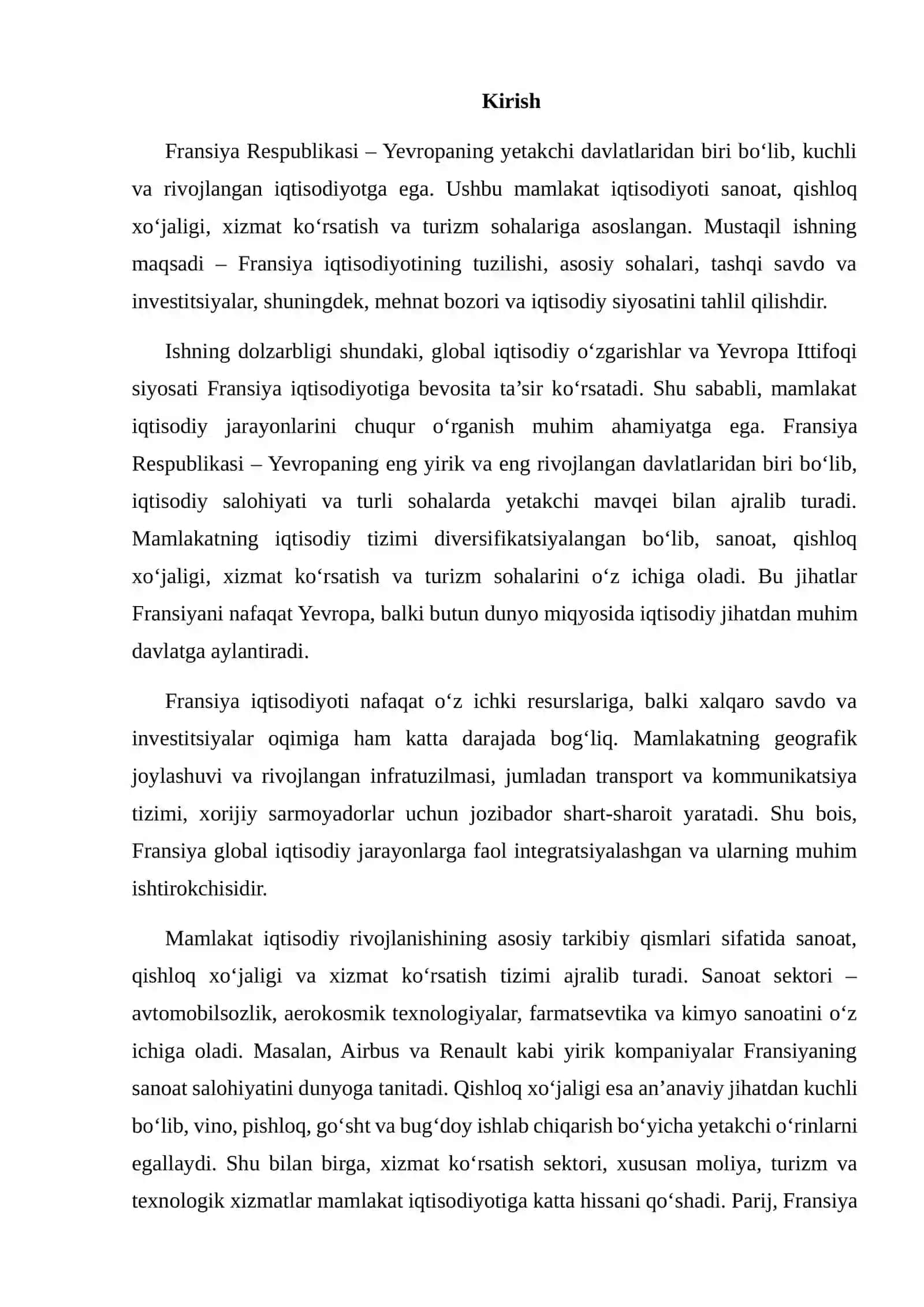 Fransiya Respublikasi Iqtisodiyoti 2