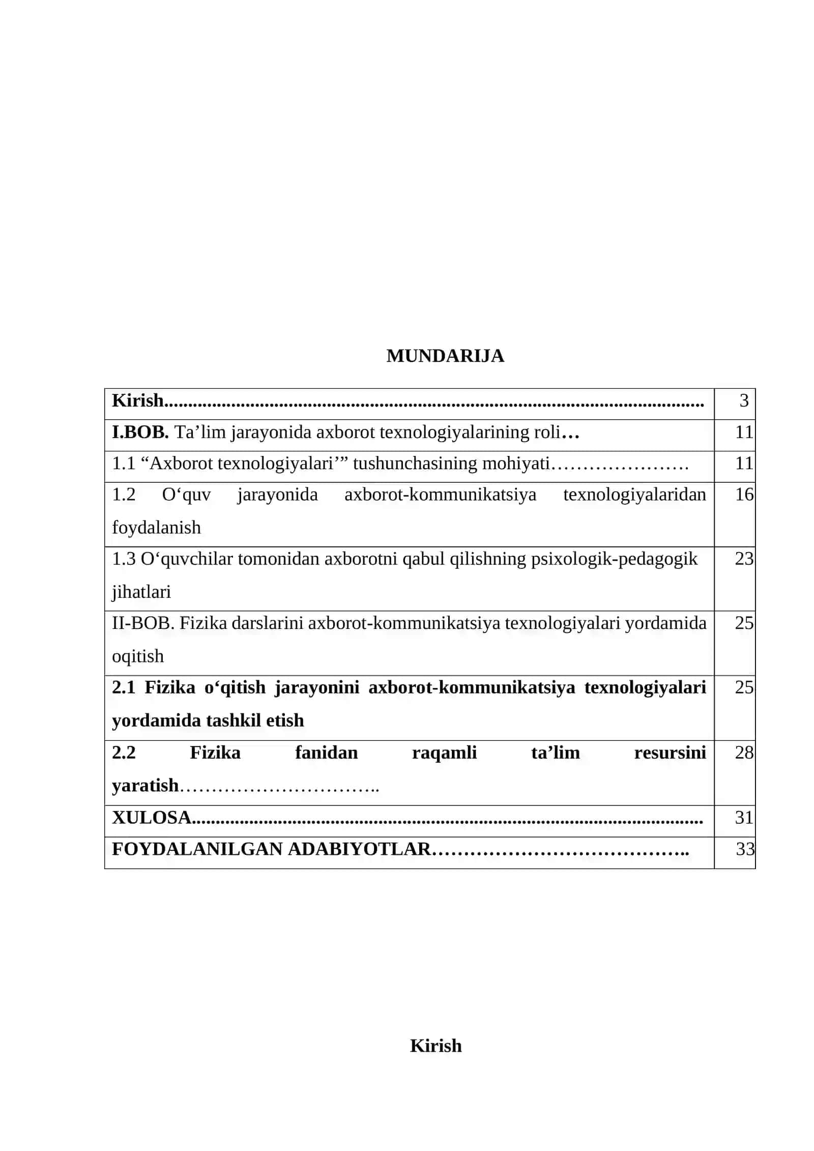 Fizika ta’limiga axborot texnologiyalarni joriy qilish mavzusida tayyor kurs ishi. 2