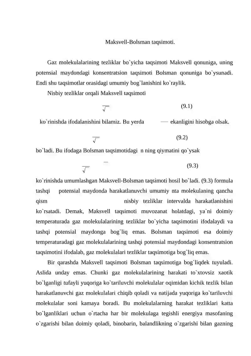 Maksvell-Bolsman taqsimoti 2