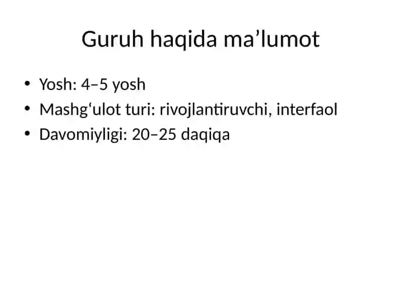 RASHM usuli asosida maktabga tayyorlov mashg‘uloti 2