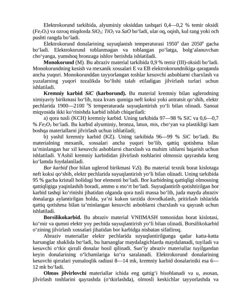 Abraziv materiallar va ularning tayyorlanishi. Kompazitsion materiallar 2