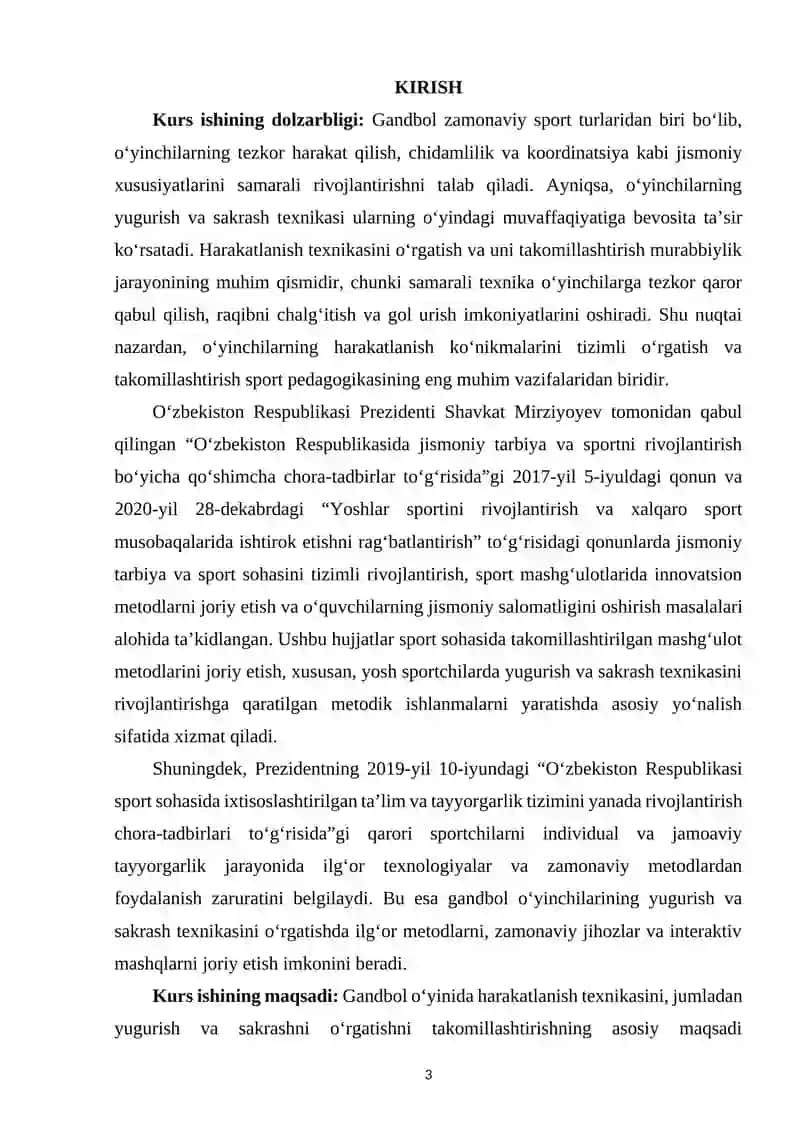Gandbol o‘yinida harakatlanish (yugurish, sakrash) texnikasini o‘rgatishni takomillashtirish 2