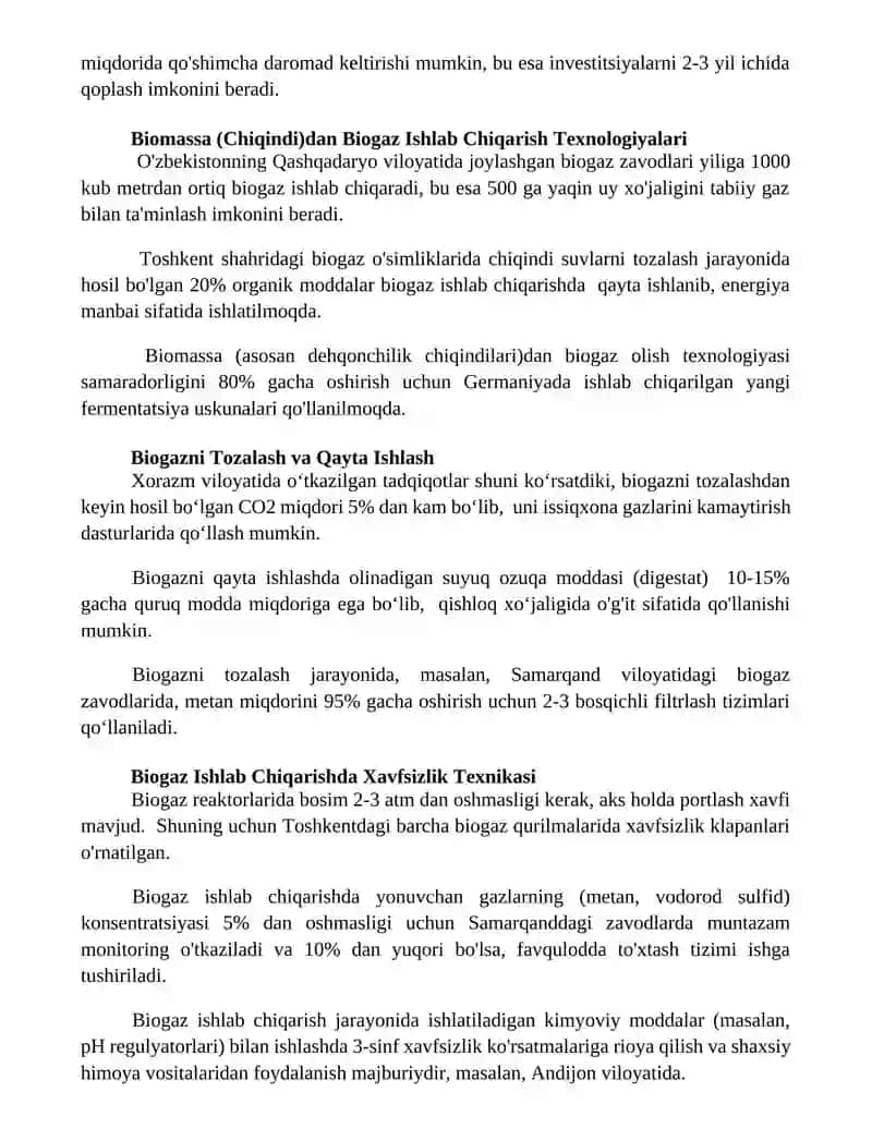 Biomassadan (Chiqindilardan) biogaz olish biotexnologiyasi 2