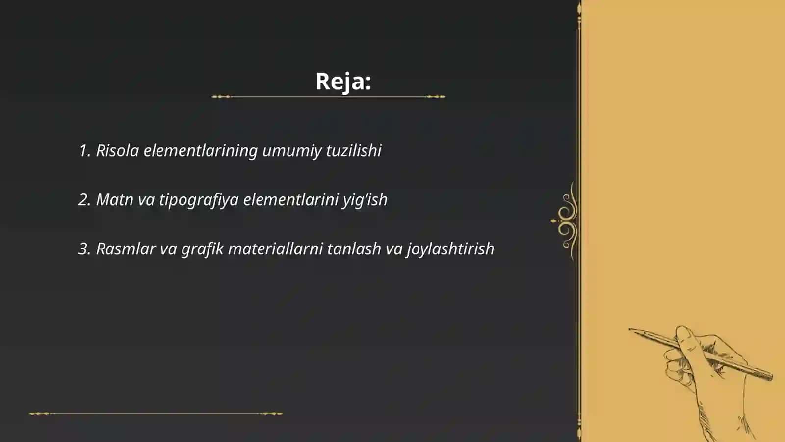Risolaning elementlarini yigʻish.Kompliktovka turlari 2