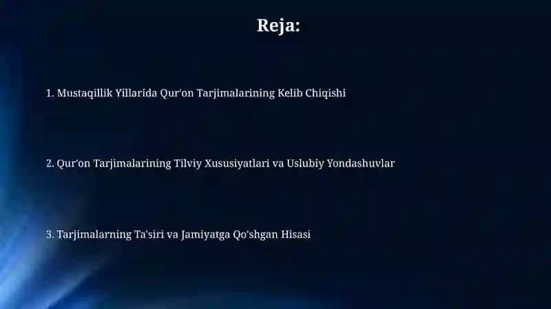 Mustaqillik yillarida Qur'on Tarjimalarining Kelib Chiqishi 2