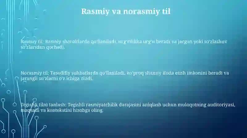 Rasmiy Uslubda So'z Tanlash 2