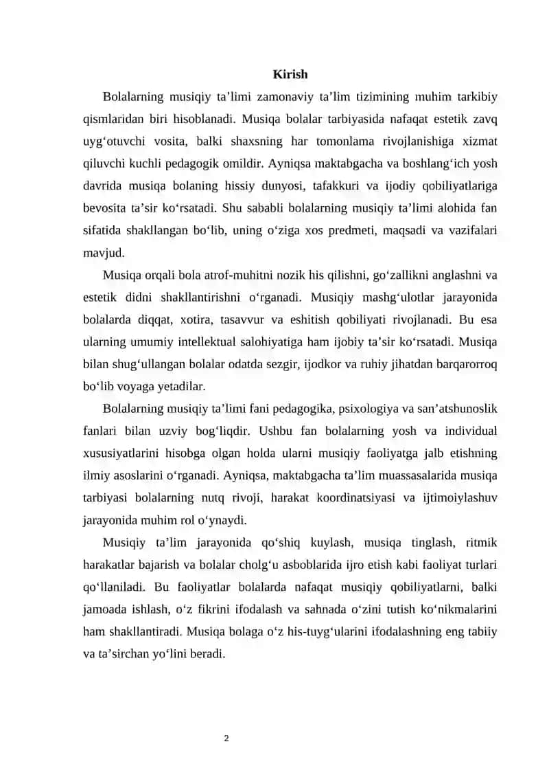 Bolalarning musiqiy taʼlimi fanining predmeti, maqsad va vazifalari 2