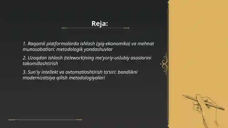 Raqamli iqtisodiyot sharoitida bandlikning zamonaviy shakllarini joriy etish metodologik-uslubiy asoslarini takomillashtirish 2