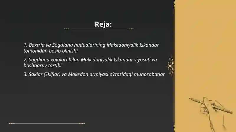 Makedoniyalik Iskandar saltanati tarkibida O'rta Osiyo xalqlari 2