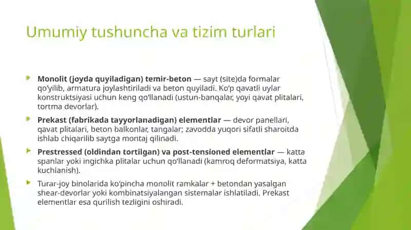 Turar-joy binolari uchun temirbeton konstruksiyalarini ishlab chiqarish 2