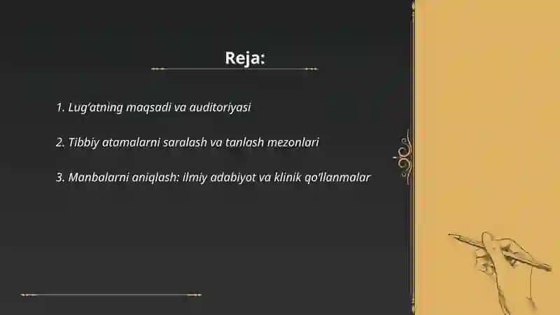 Tibbiy atamalar lug`atini tuzish 2