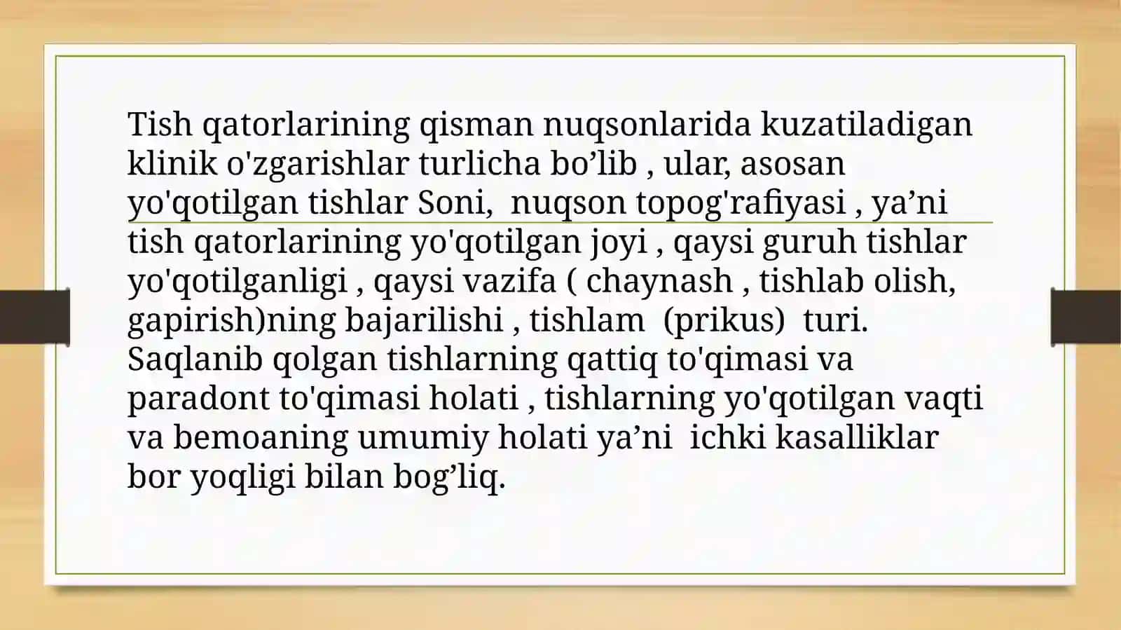 Tish qatorlari qisman nuqsonlari 2