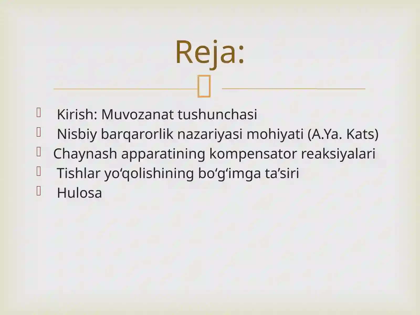 Mavzu: Mavzu: A.ya.kats bo’yicha fiziologik muvozanatning nisbiy barqarorlik nazariyasi 2