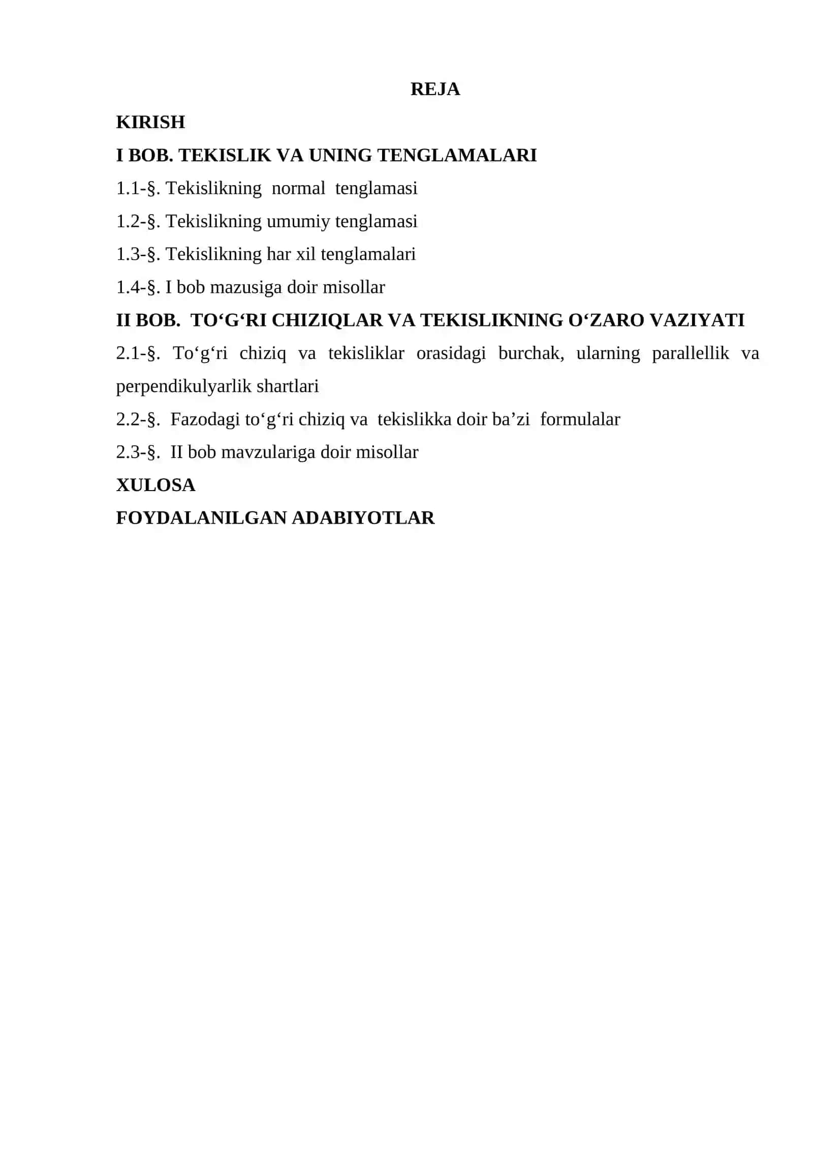 TEKISLIKNING TURLI TENGLAMALARI 2