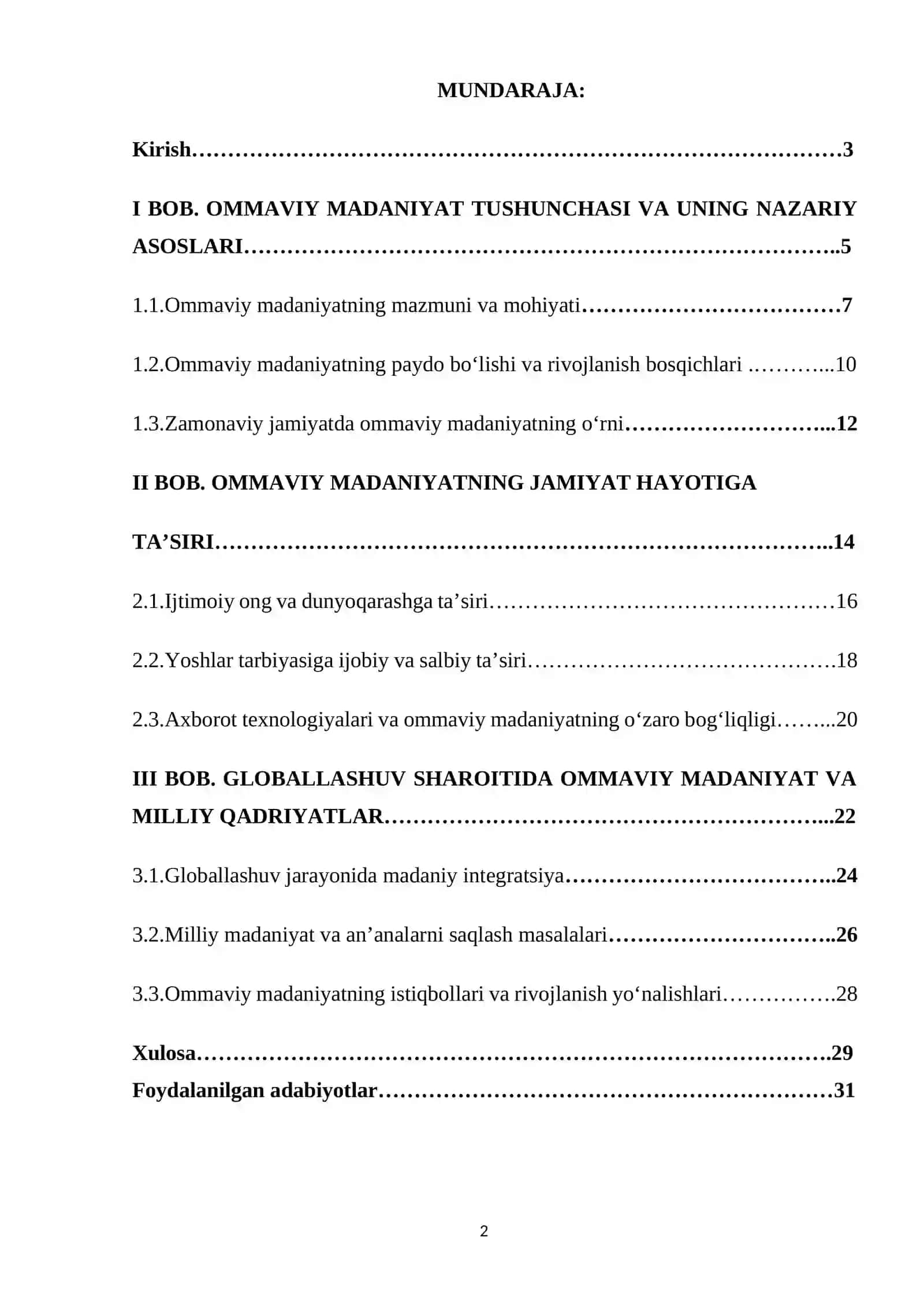 Ommaviy madaniyat hozirgi zamon sivilizatsiyasining ijtimoiy hayotda 2