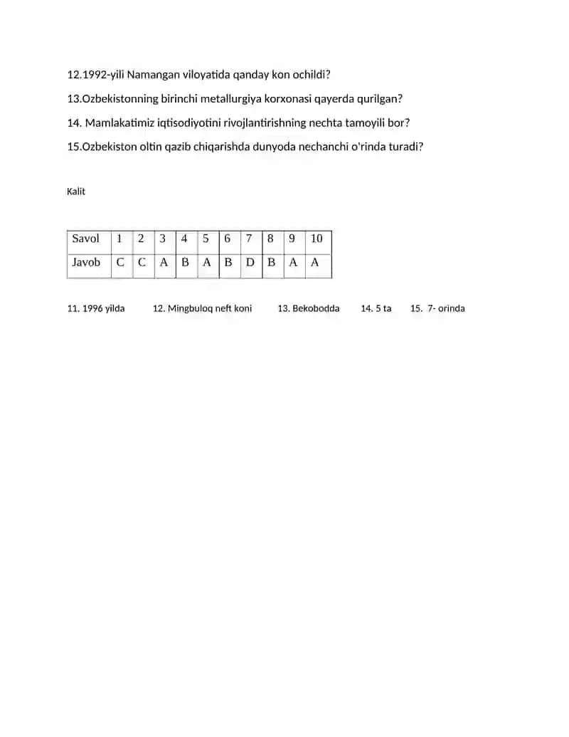 I chorak 8 sinf, geografiya 2