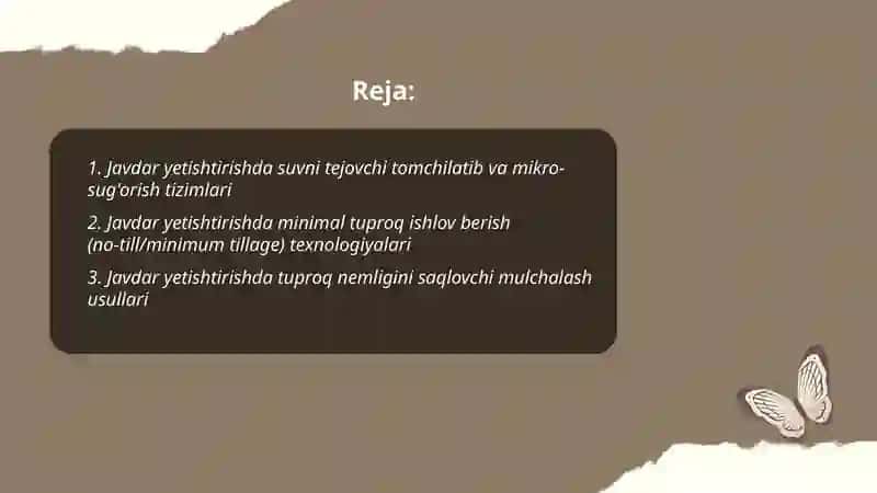 Javdar yetishtirishda resurs tejamkor texnologiyalar 2