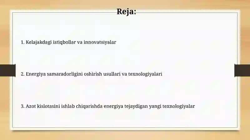 Nitrat kislota ishlab chiqarishning yangi energotejamkor texnologiyalari 2