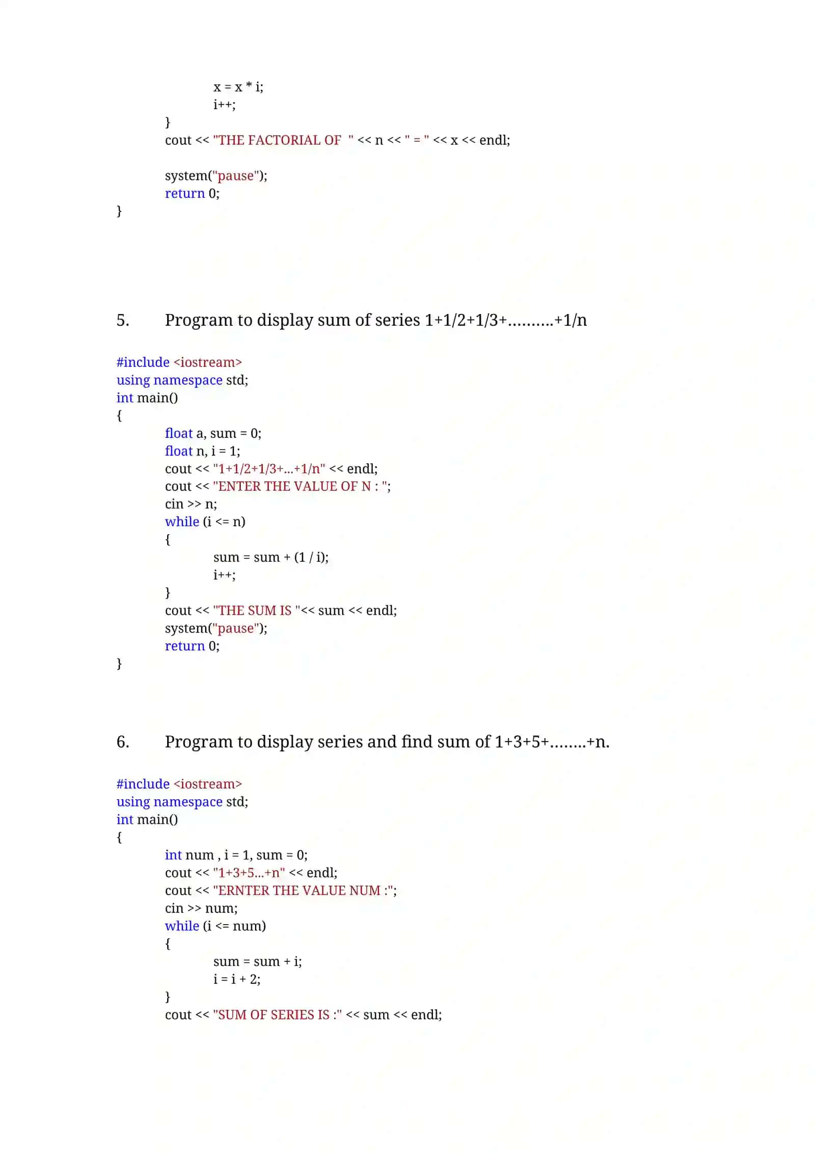 Program to find factorial of a number 2